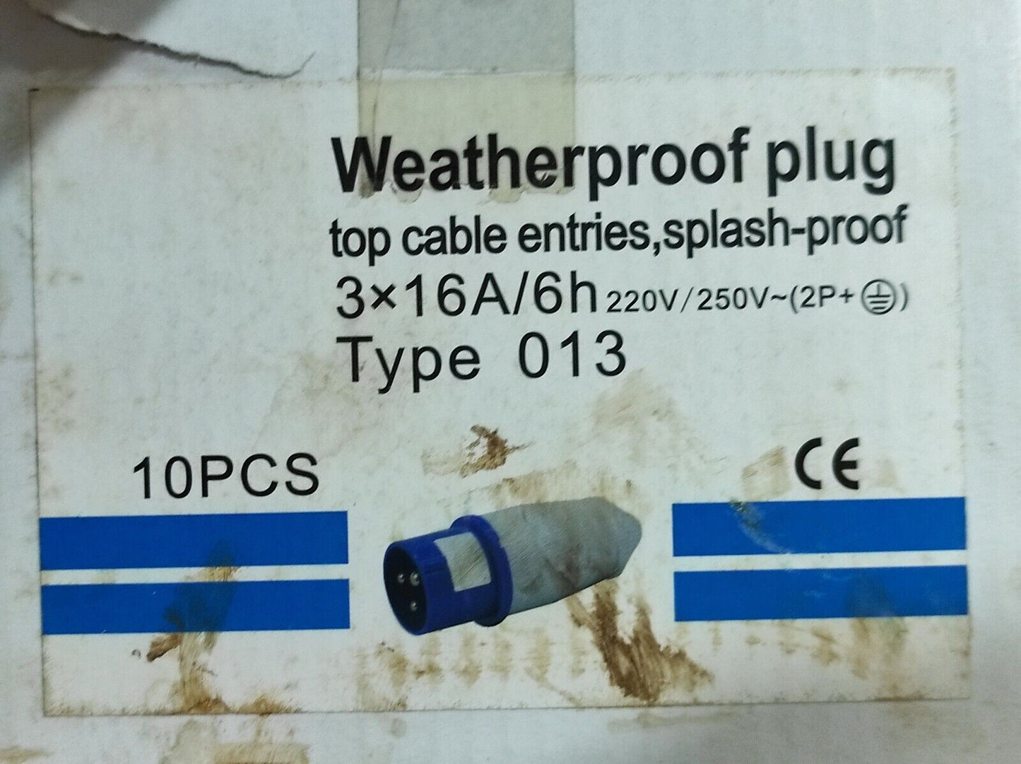 Spark Type 013 Connector Weatherproof Plug Top Cable Entries, Splash-Proof 3*16A