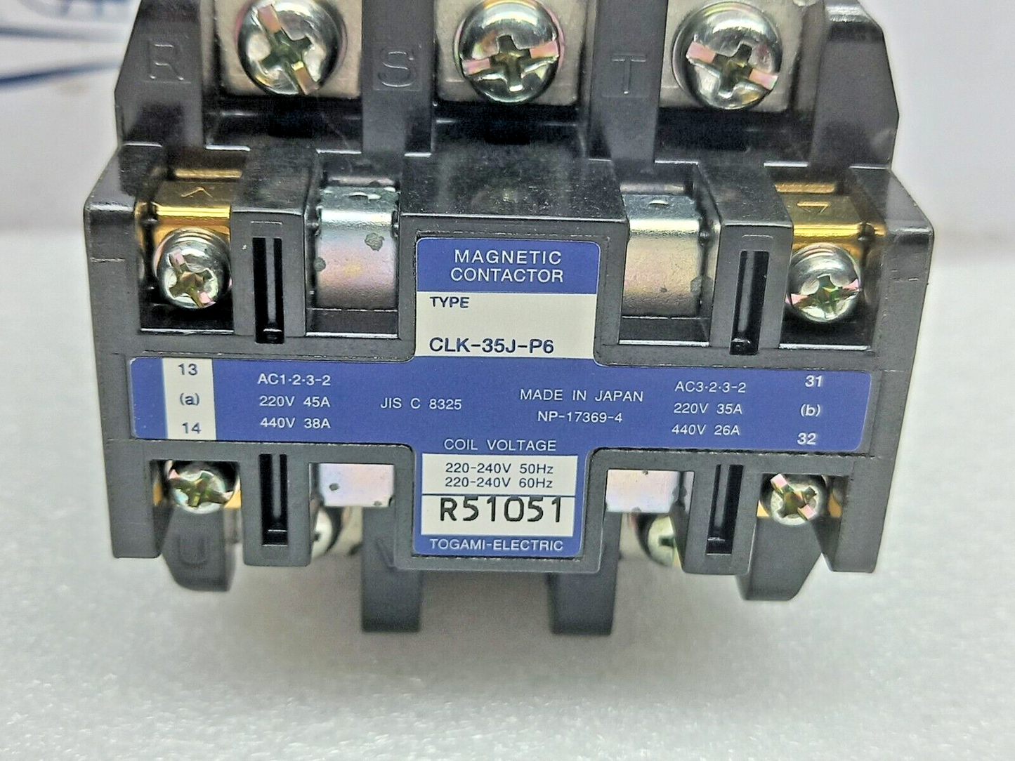 Togami Electric CLK-35J-P6 Magnetic Contactor 220-240V 50Hz 220-240V 60Hz R51051