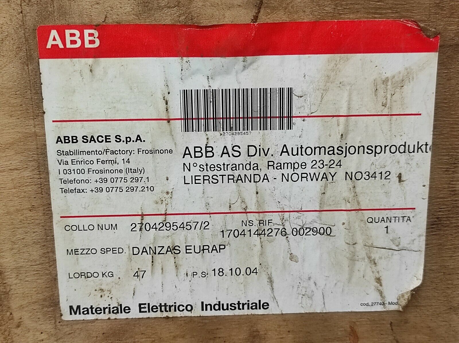 ABB Sace F2 F2S Circuit Breaker 2500A In 2500A Ue 690V Icw 60kAx1S F2S2500A