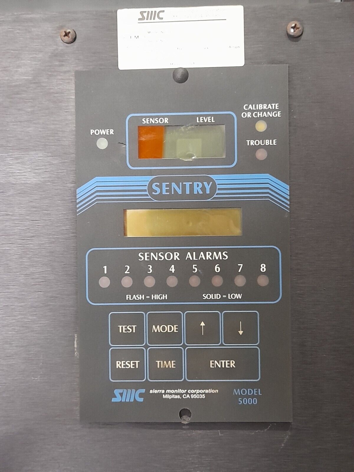 SMC Sentry 5000 Gas Monitoring Controller Input 60Hz 120VAC 1A