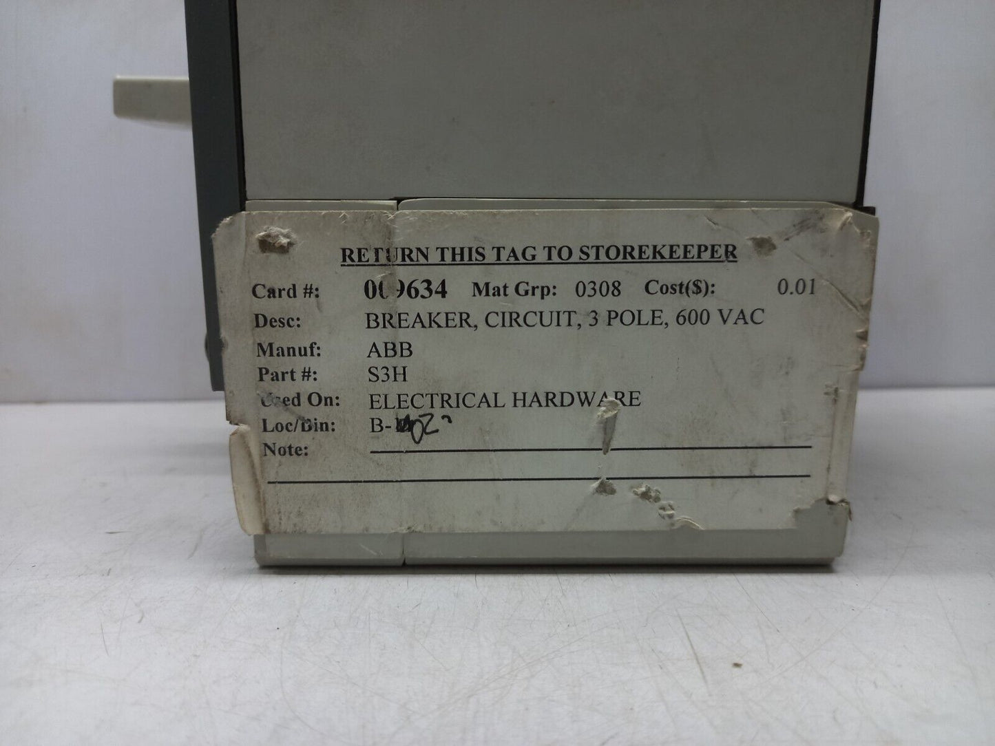 ABB S3H Circuit Breaker 15A 3P 600VAC 600VDC