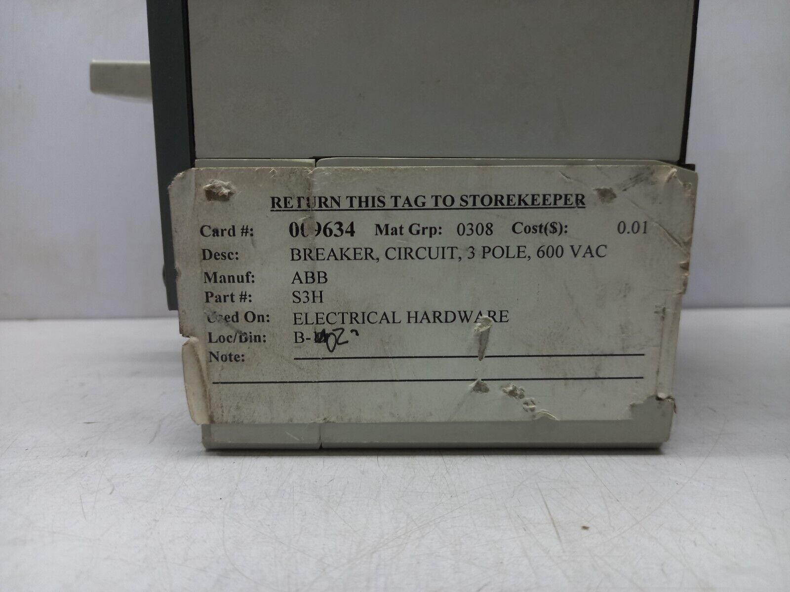 ABB S3H Circuit Breaker 15A 3P 600VAC 600VDC