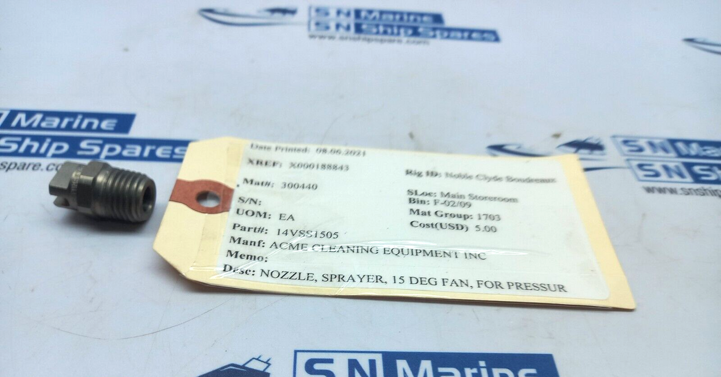 ACME Cleaning 14VSS1505 Sprayer Nozzle ¼ 15DEG 10PCs In Lot