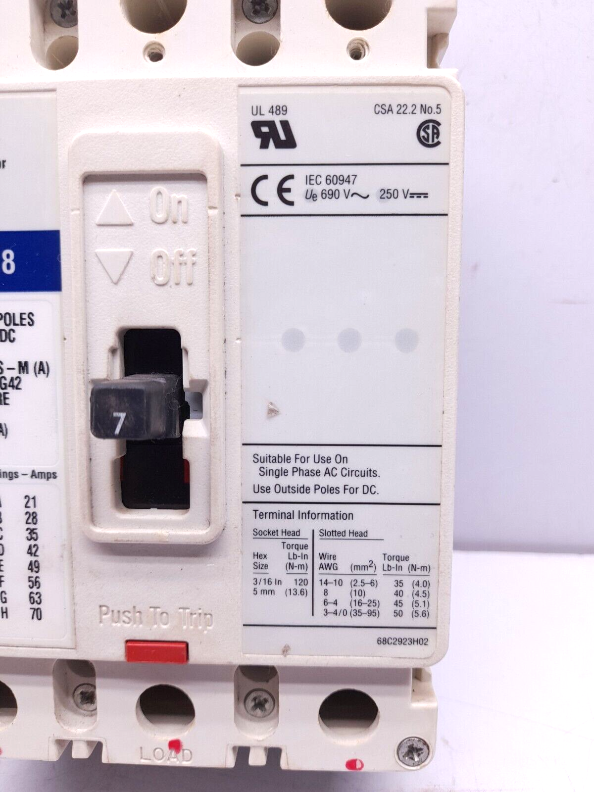 Allen Bradley 140M-I8P-B70S-M (A) Circuit Breaker 7A 3P 140M-I8