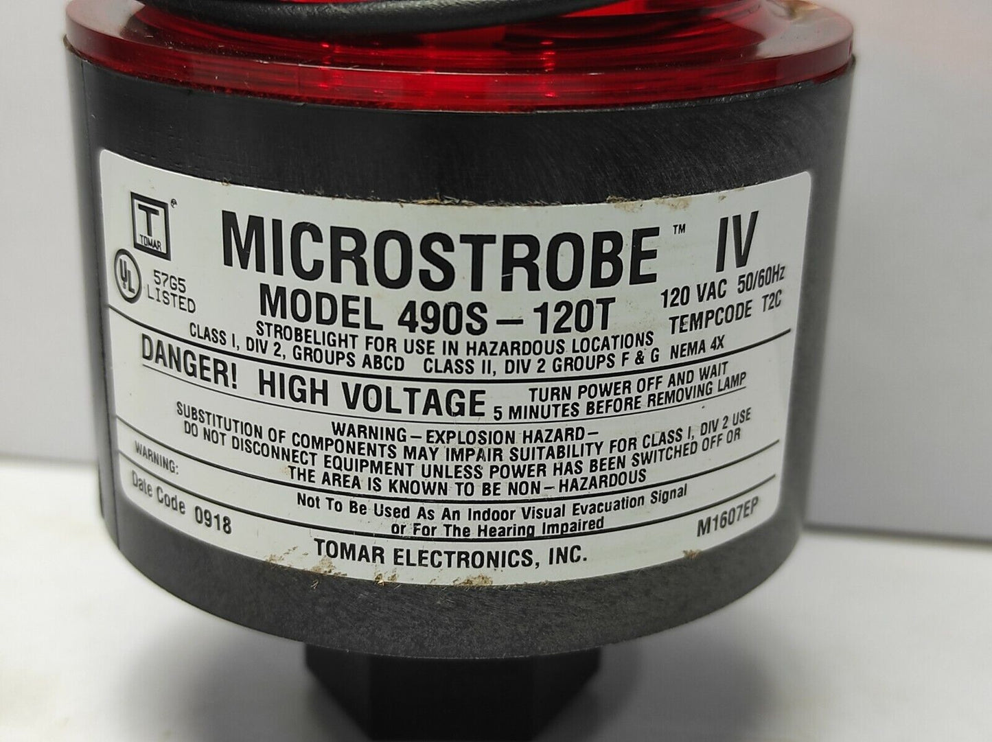 Tomar 490S Microstrobe IV 490S-120T 120VAC 50/60Hz Tempcode T2C COLOUR-RED
