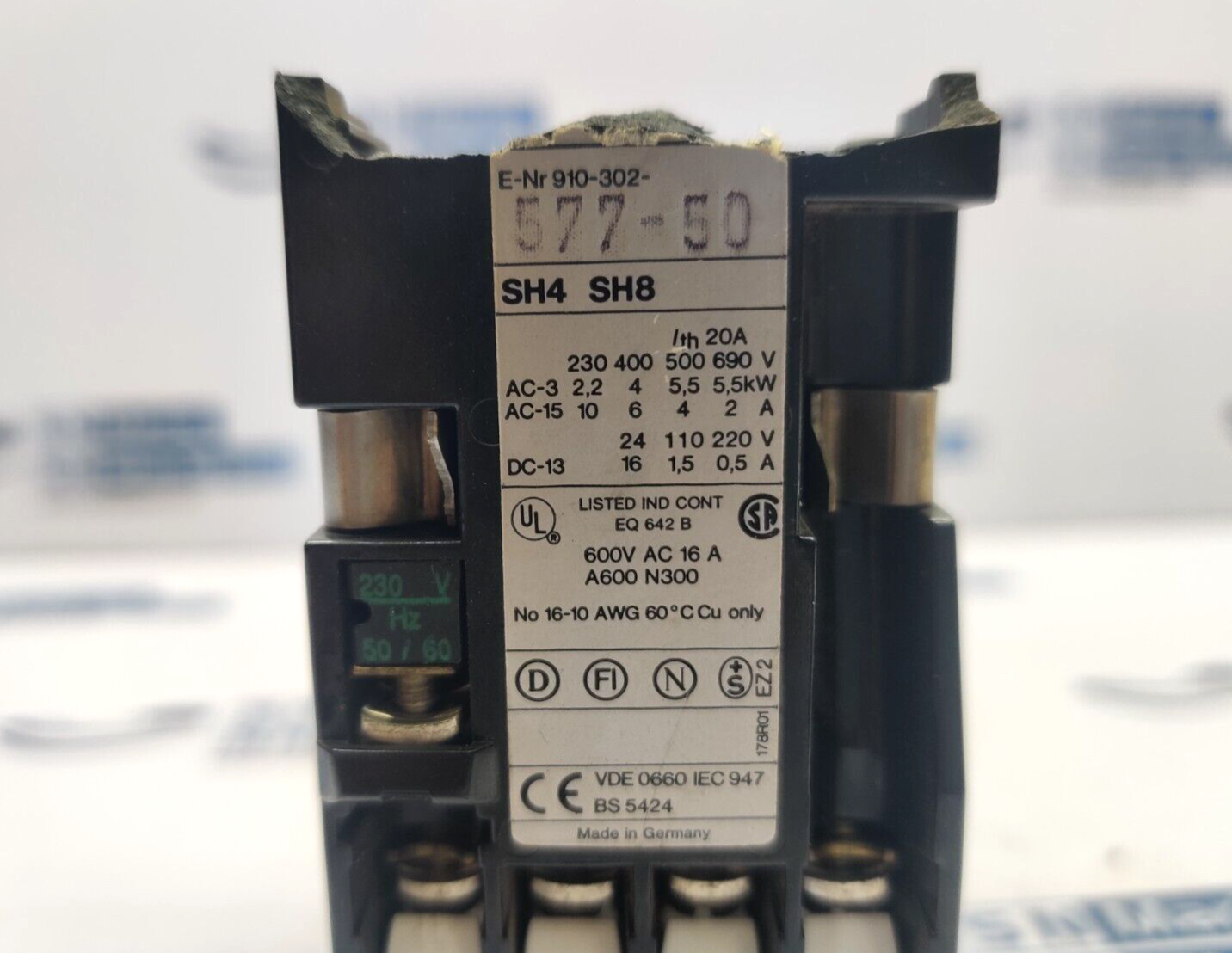 AEG SH4SH8 Contactor 600V AC 16A A600 N300 E-Nr-910-302