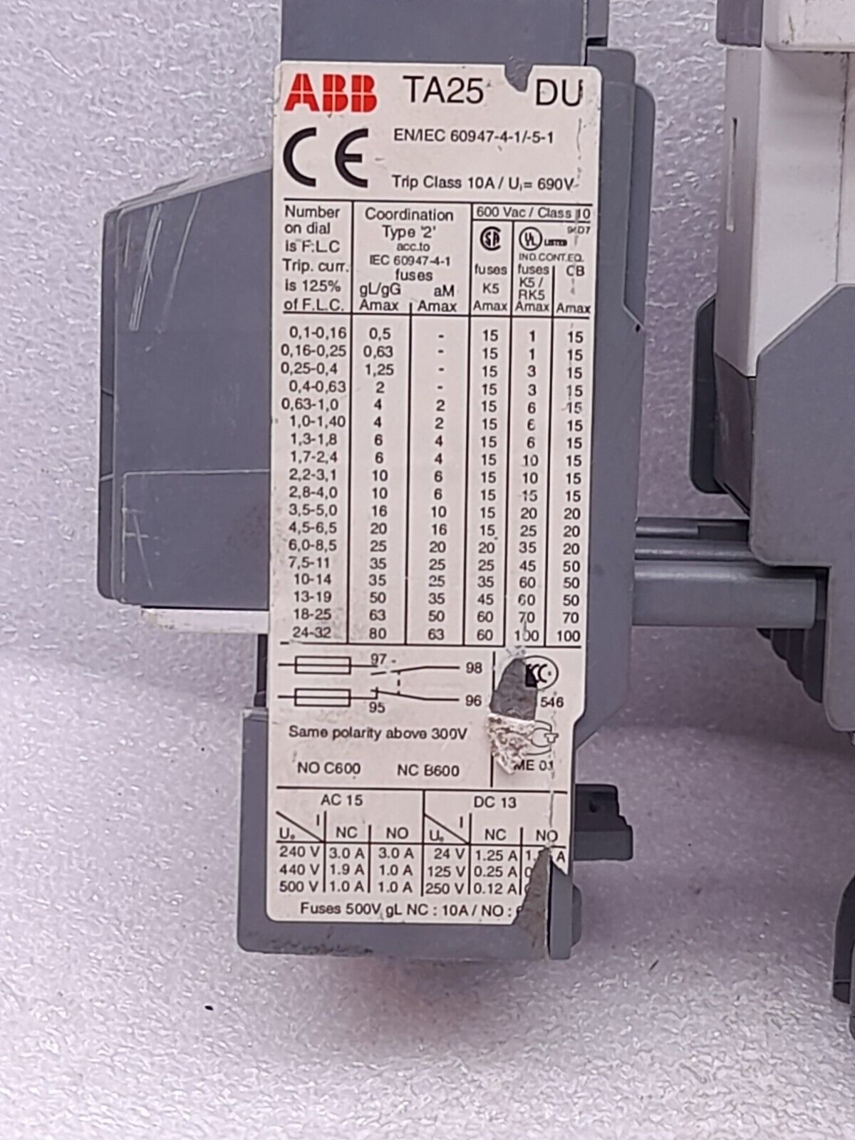 ABB A9-30-10 Contactor R89 110-115V50Hz 115-127V60Hz TA25DU Relay 1.3-1.8A CA5-1