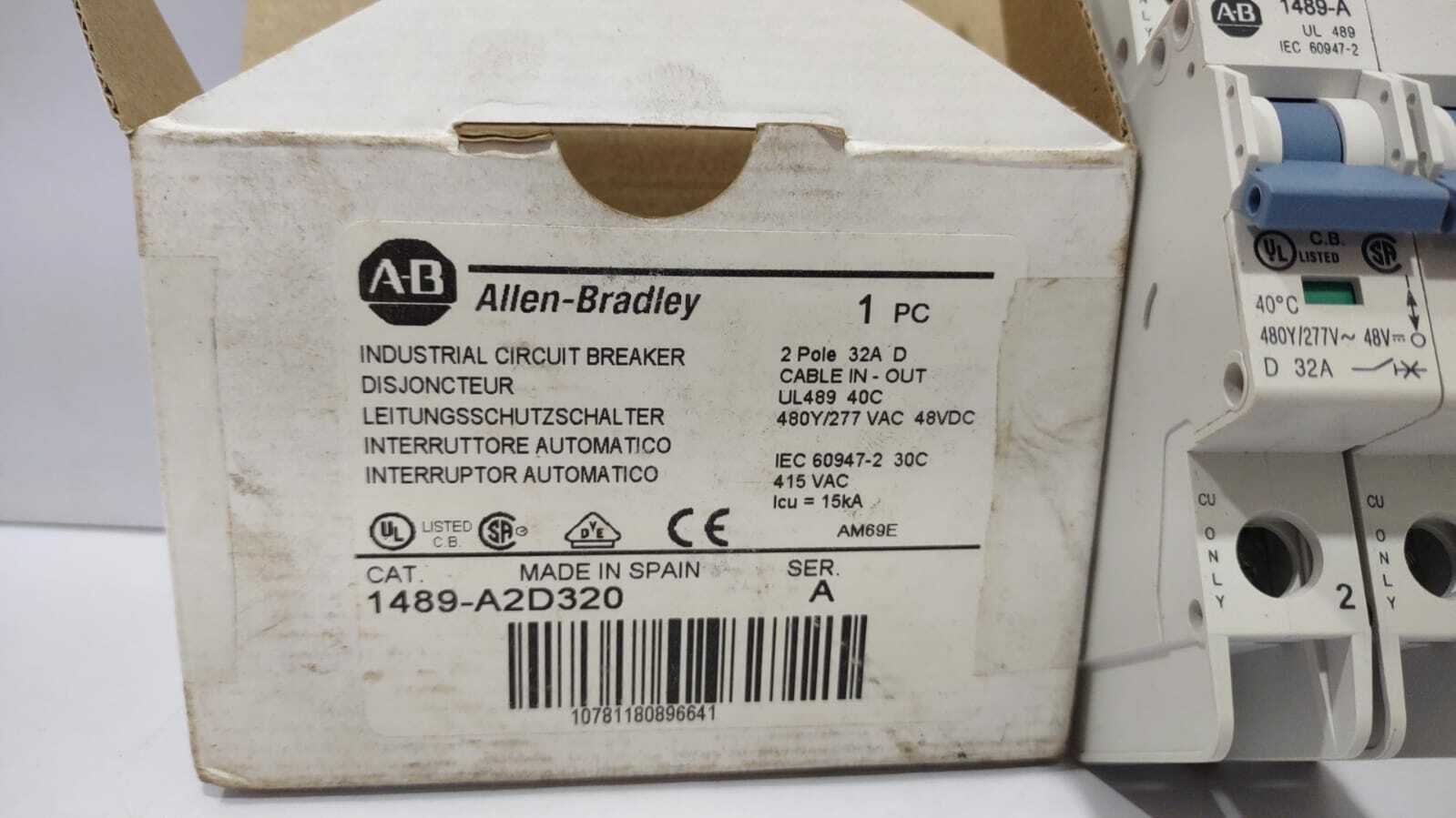 Allen Bradley 1489-A2D320 Ser A Industrial Circuit Breaker 2Pole 32A  1489A2D320