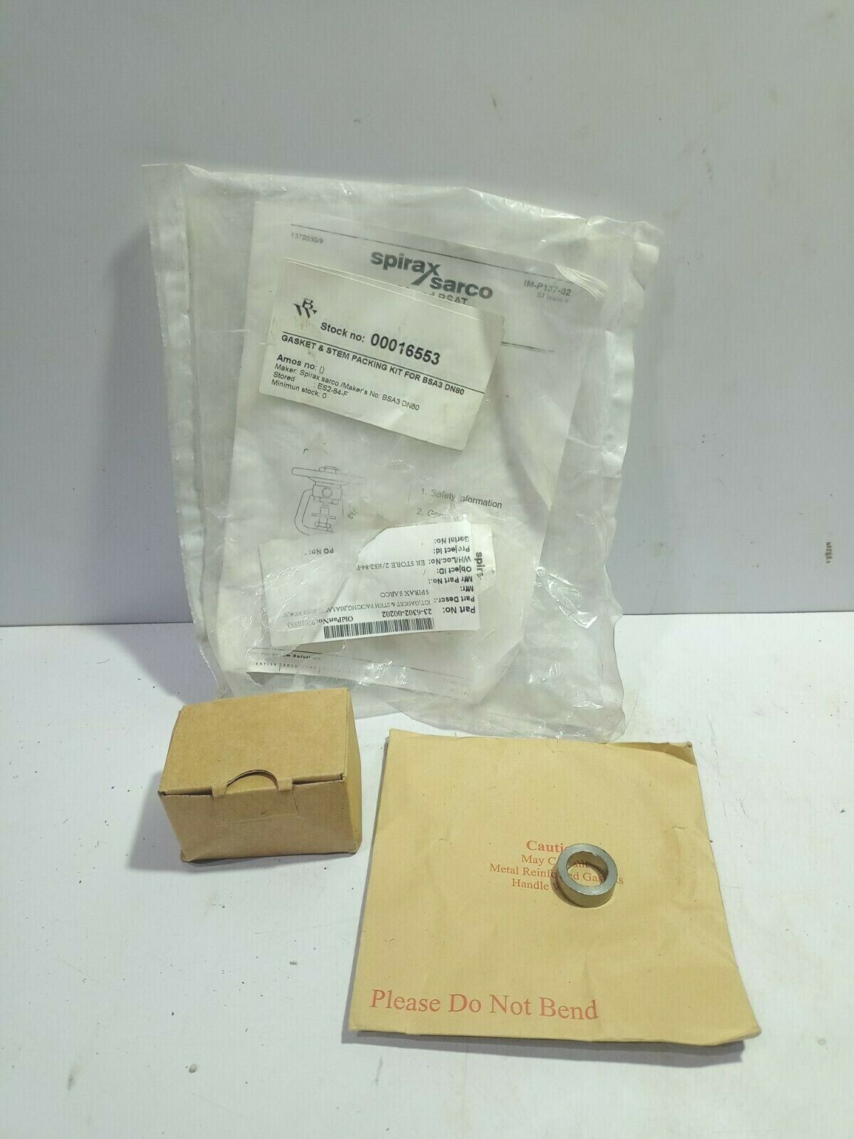 Spirax Sarco BSA3 DN80 Gasket & Stem Packing Kit 80MM