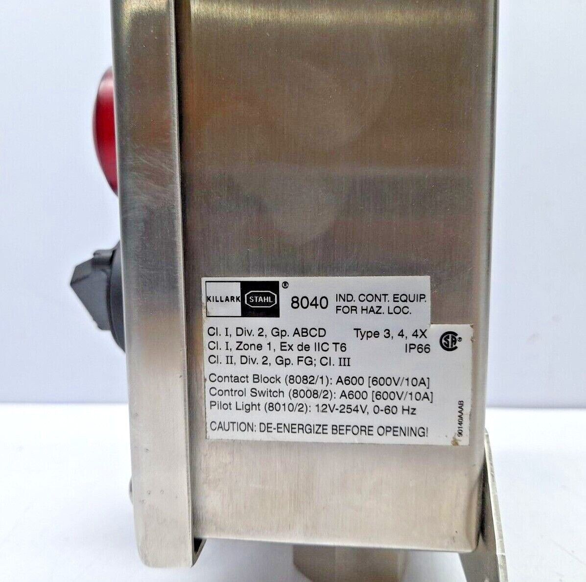 Killark Stahl 8040 8040/12 Control Device On Off Selector Switch Box With Pilot 