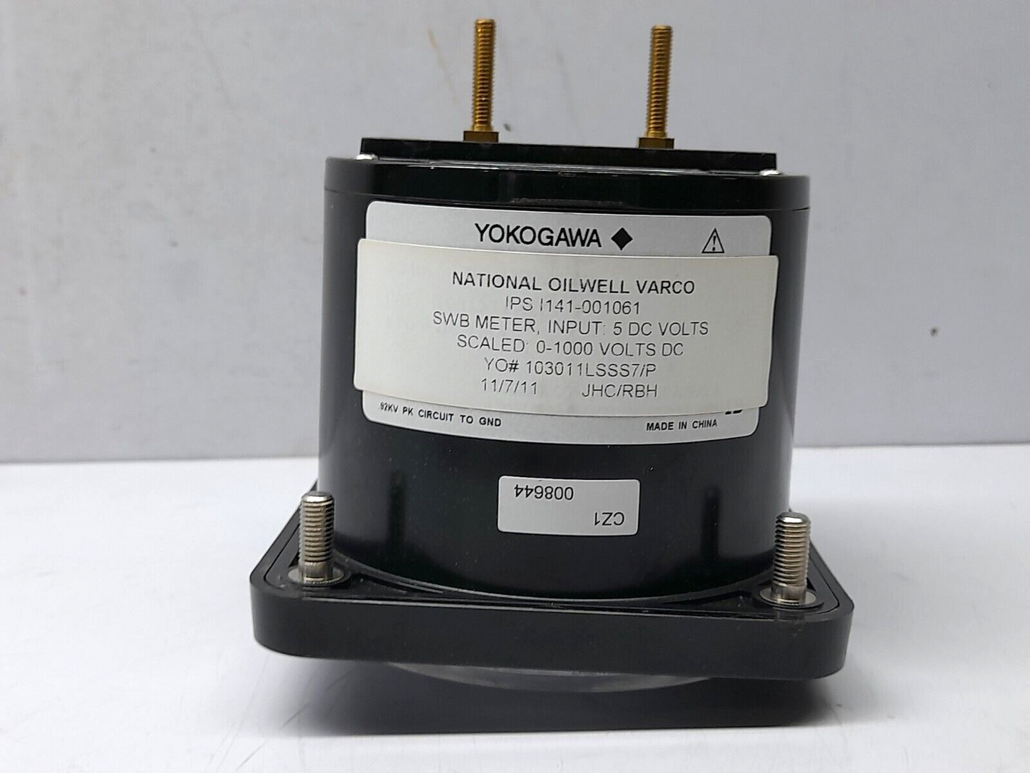 Yokogawa NOV IPS I141-001061 Voltmeter DC 103-011-LSXX Scaled 0-1000 Volts DC
