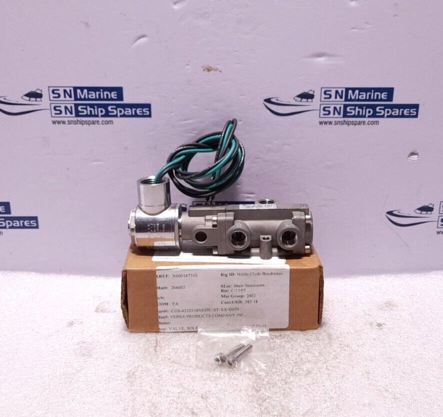 Versa CGS-4332-316-NE1-PC-ST-XX-D024 Four Way Valve 24VDC 7.2W