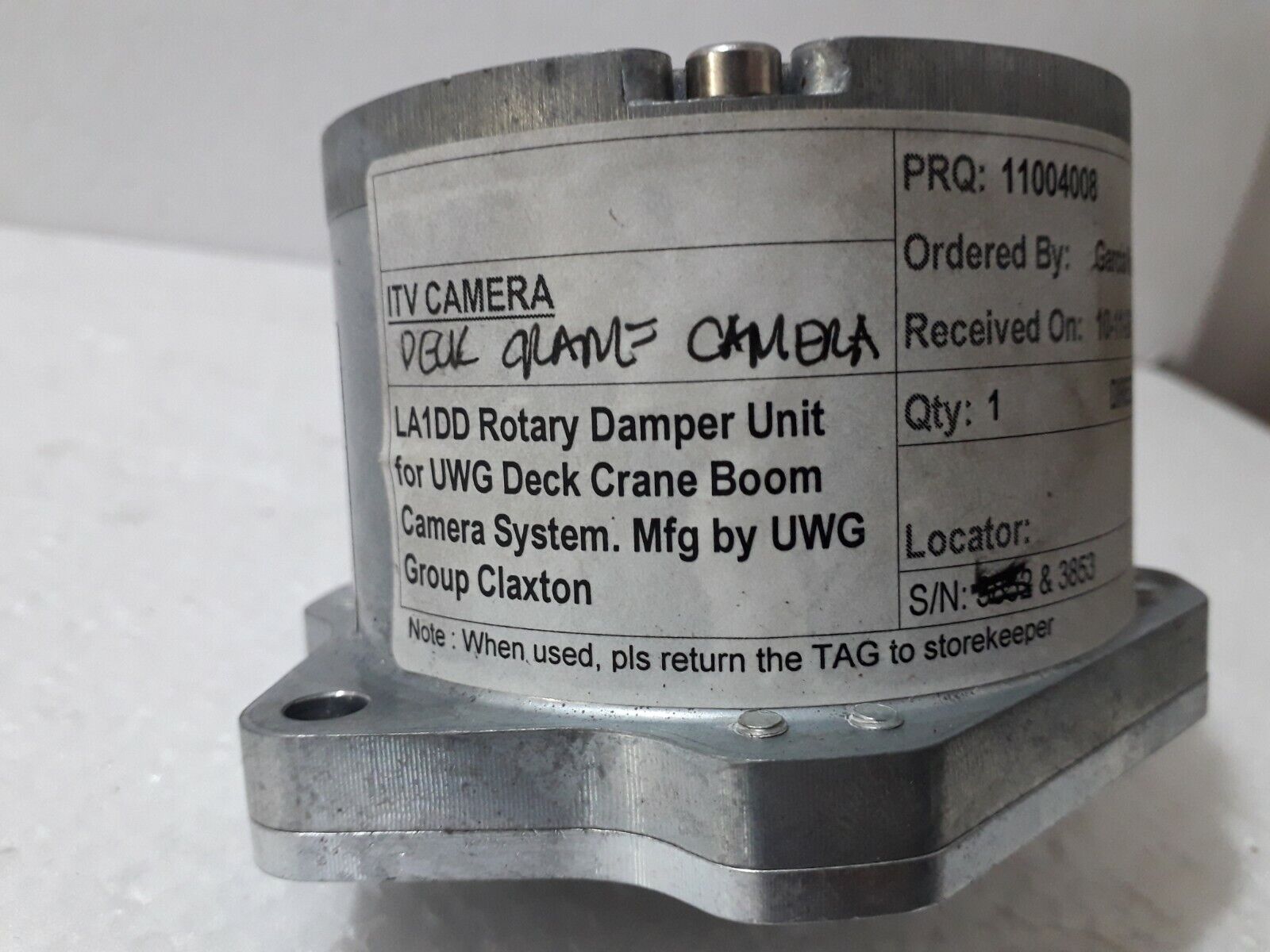 UWC CLAXTRON ITV DECK CRANE BOOM CAMERA SYSTEM LA1DD ROTARY DAMPER UNIT 