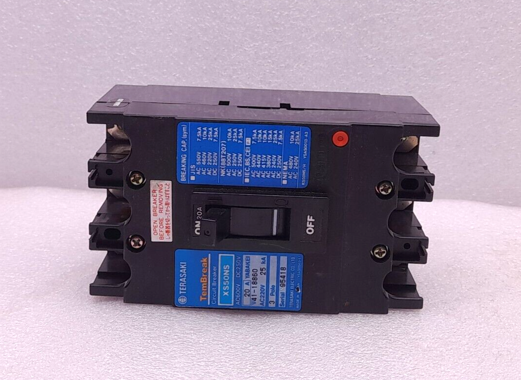 Terasaki XS50NS Circuit Breaker 3P 600Vac 250Vdc 20A