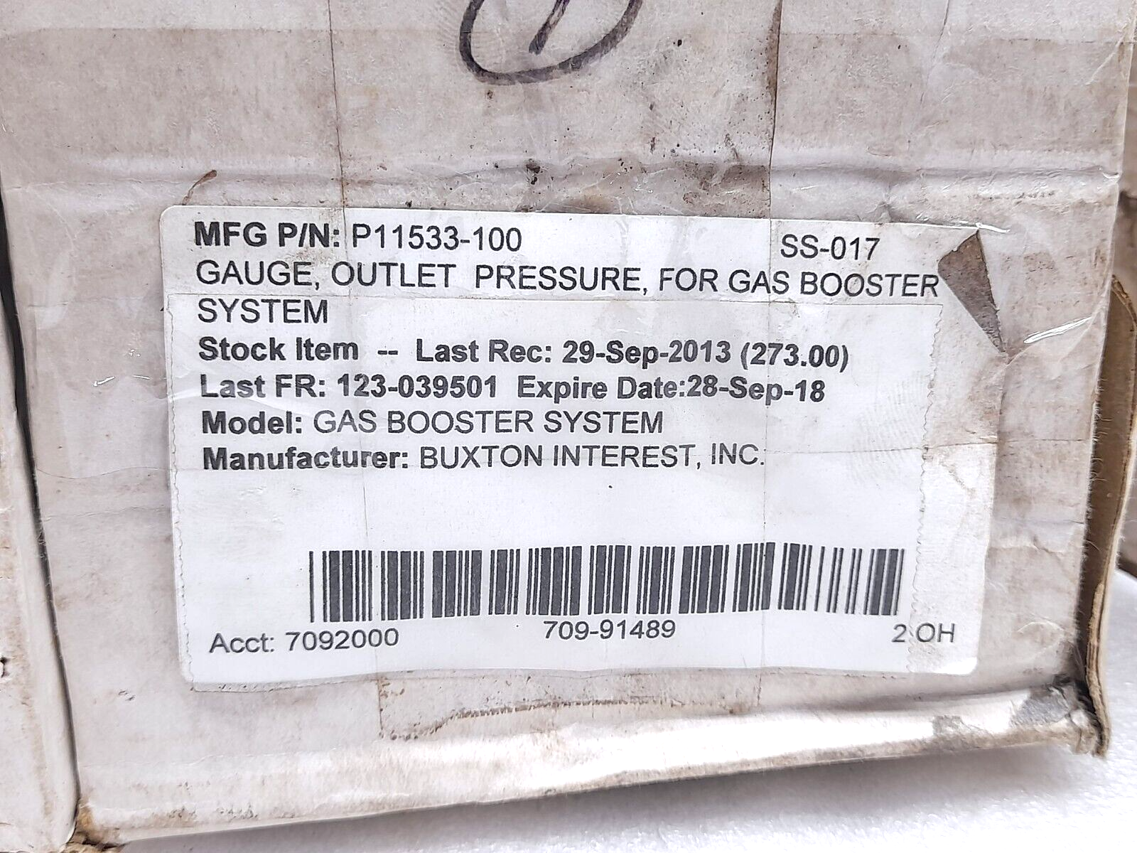 Stewart 0-700 Bar 0-10000 PSI Buxton P11533-100 Outlet Pressure Gauge