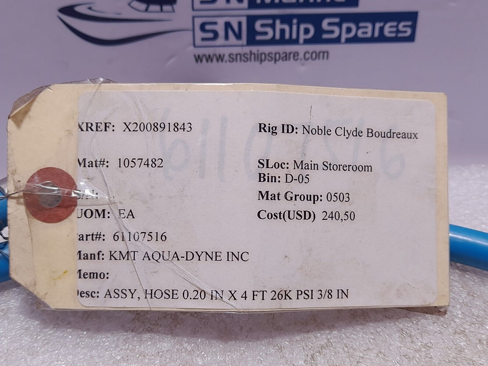 Spir Star 5/4 High Pressure Hose KMT Aqua-Dyne 61107516 0.20In x 4Ft 26k PSI 3/8