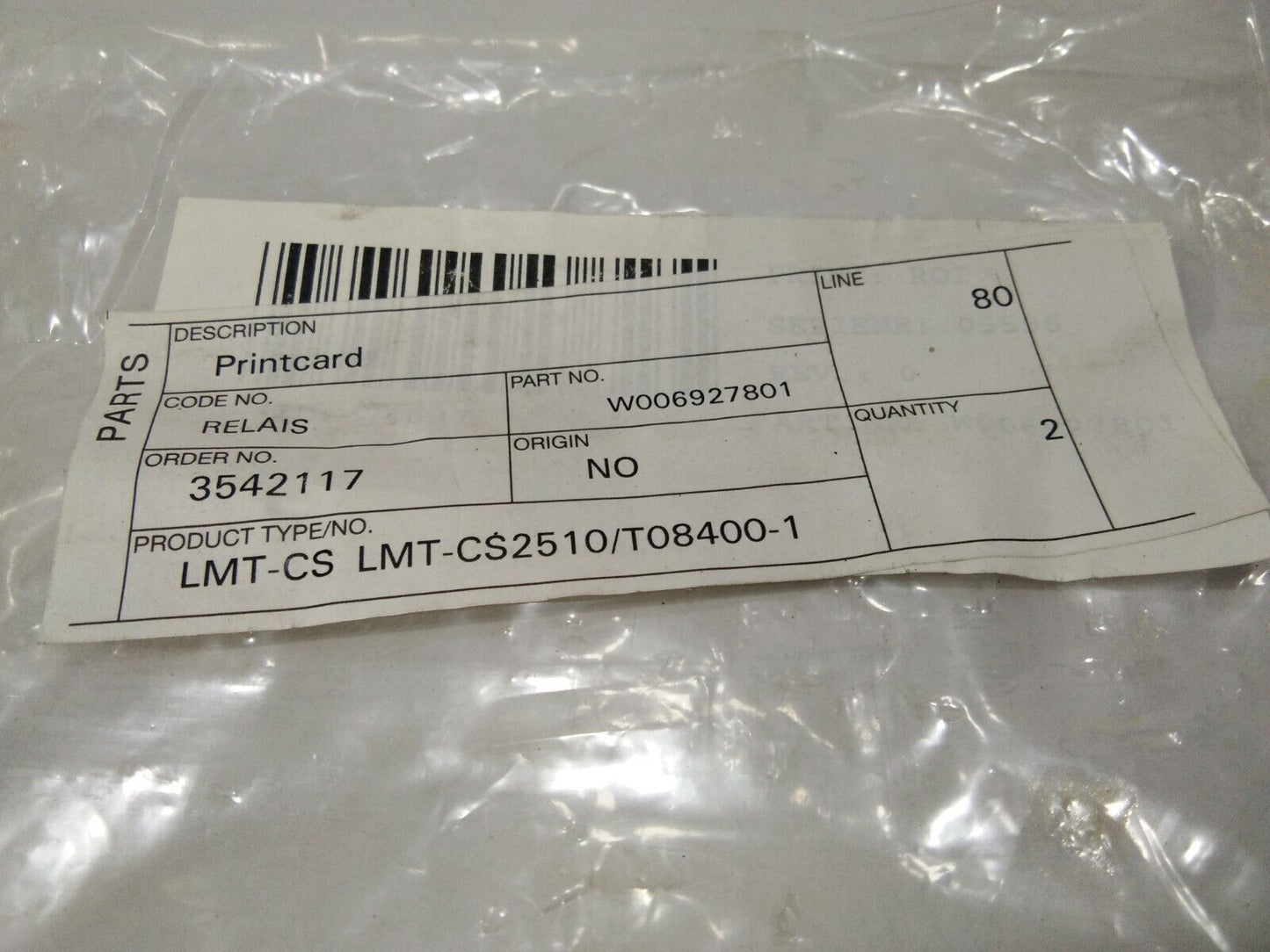 WARTSILA W006927801 PRINTCARD LMT-CS2510 LMT-CS LMT-CS2510/T08400-1 ROI LIPS