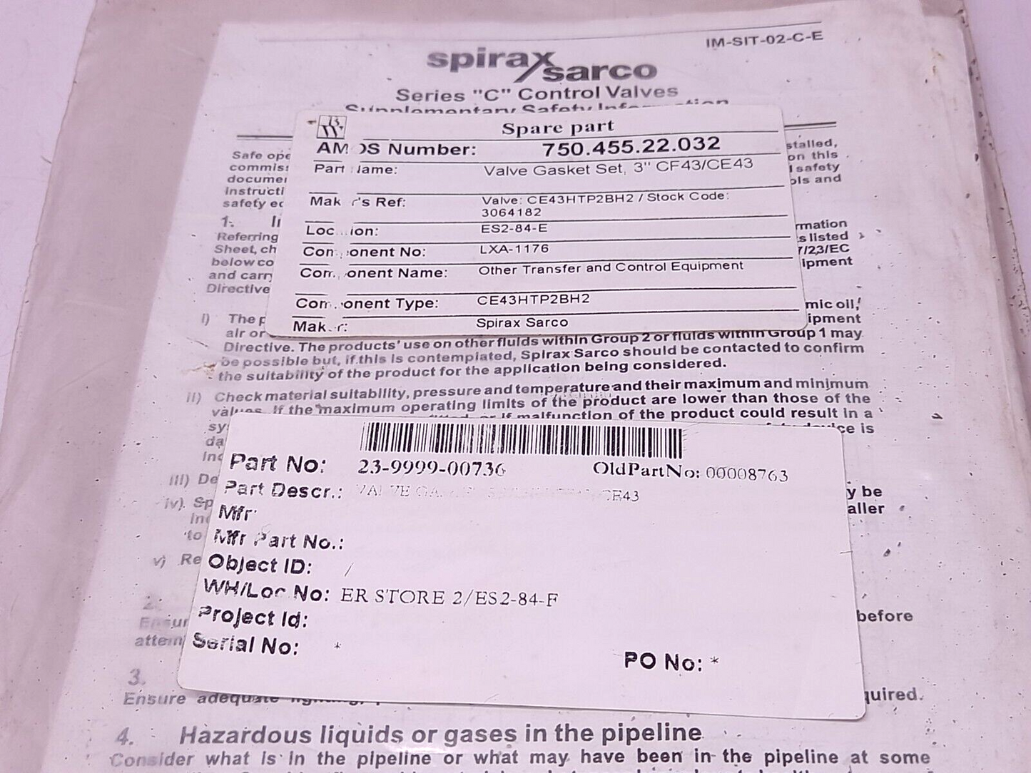 Spirax Sarco 3” C Serie Red N◦2 Gasket Set