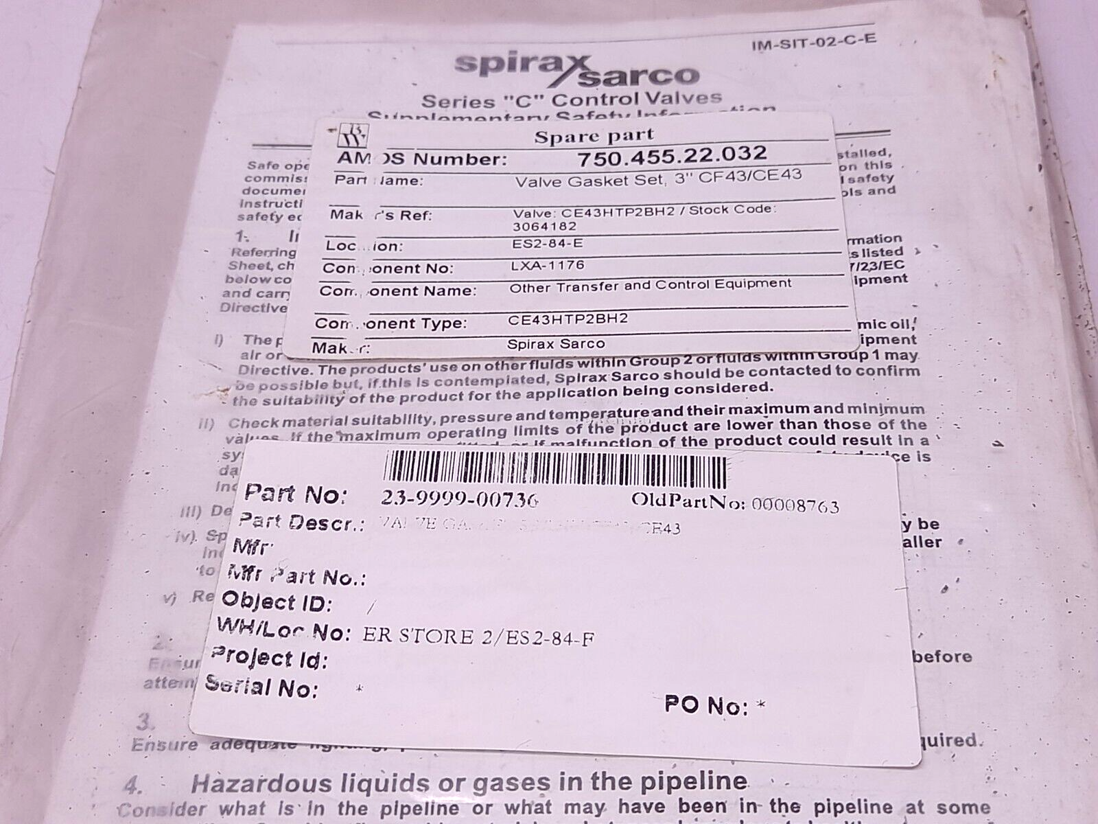 Spirax Sarco 3” C Serie Red N◦2 Gasket Set