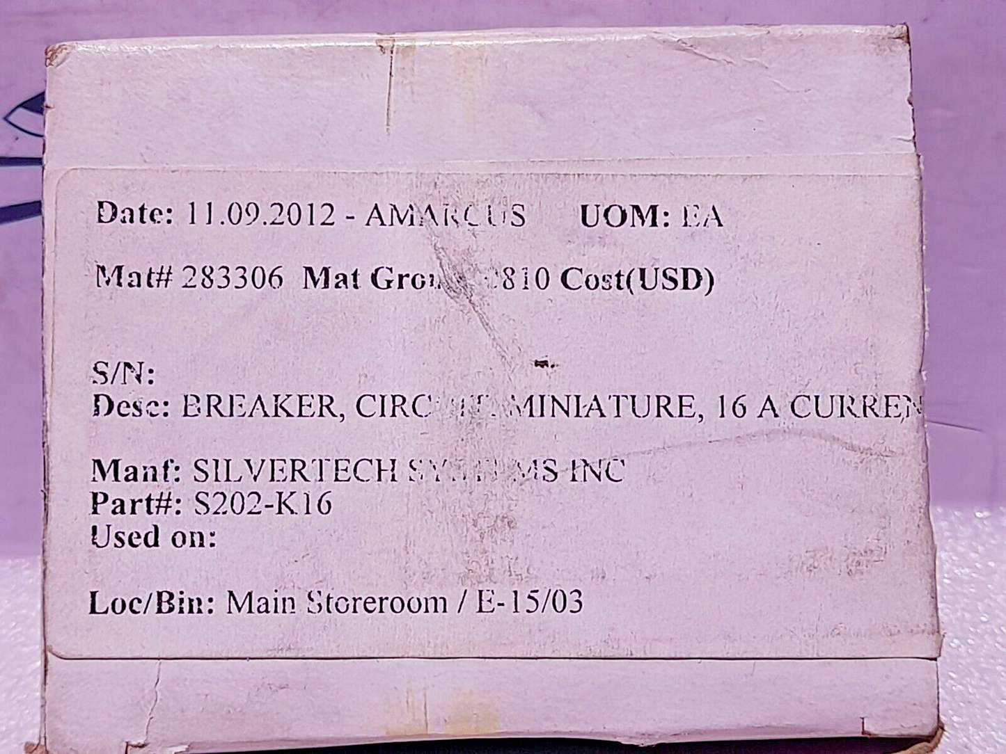 ABB S202-K16 Miniature Circuit Breaker 16A 2CD S252 001 R0467