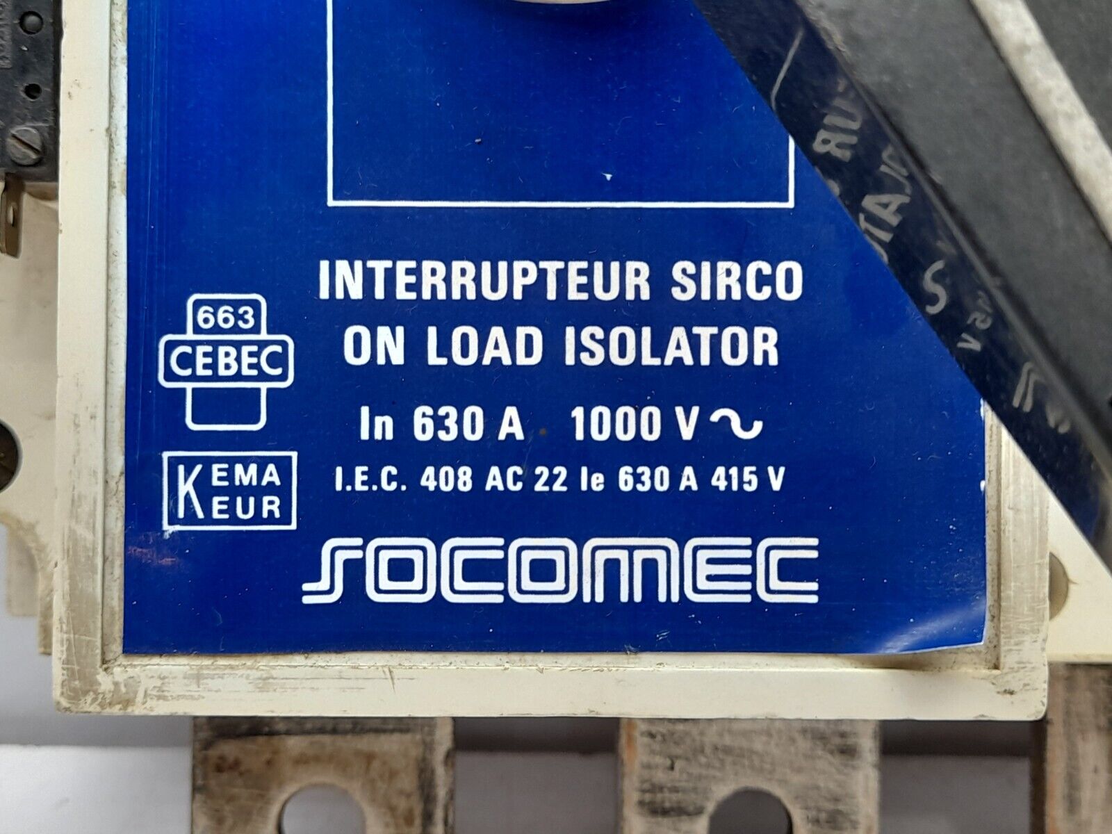 Socomec Interrupteur Sirco On Load Isolator In 630A 1000V~