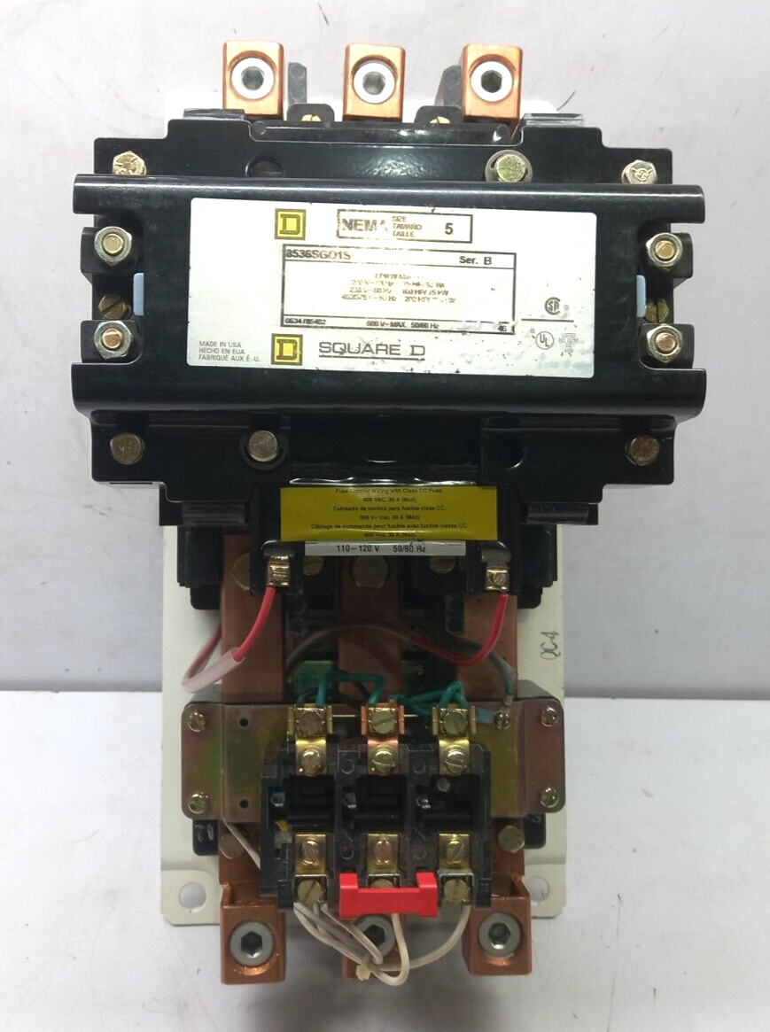 Square D 8536SGO1V02S Ser B AC Magnetic NEMA Size 5 Starter 110-120V 50/60Hz