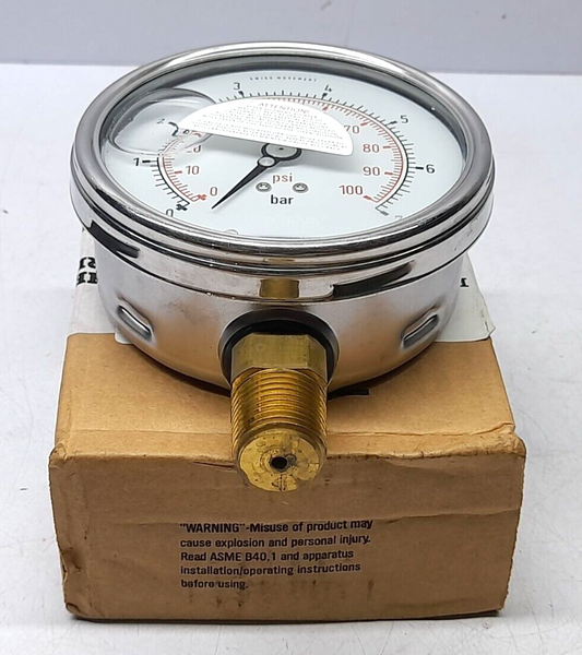 Wika 50936913 Pressure Gauge 212.54 4” Range 0-7 Bar 0-100 PSI Conn ½” NPT LM