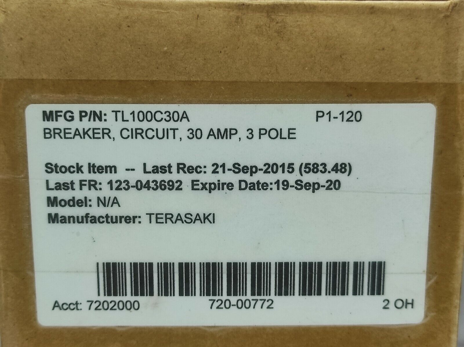 Terasaki TL-100C TemBreak Circuit Breaker 3P 30A PM 50_60Hz / TL100C30A