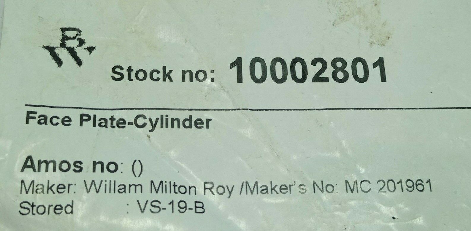 Willam Milton Roy MC 201961 Face Plate Cylinder