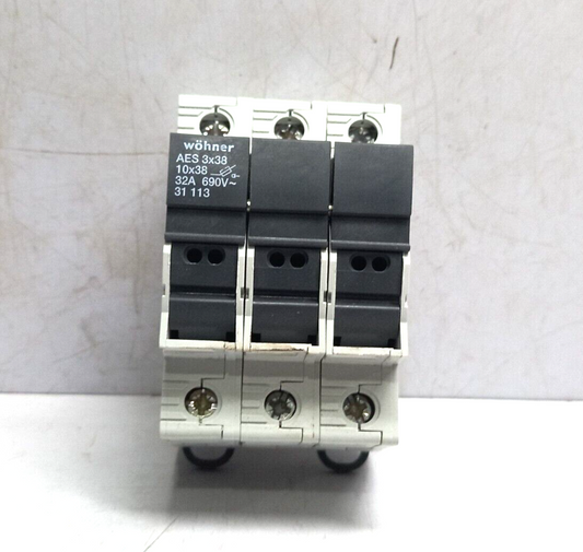Wohner 31113 Holder For Cylindrical Fuses 10x38 3P AES 3x38 32A 690V~ 31 113 Fus