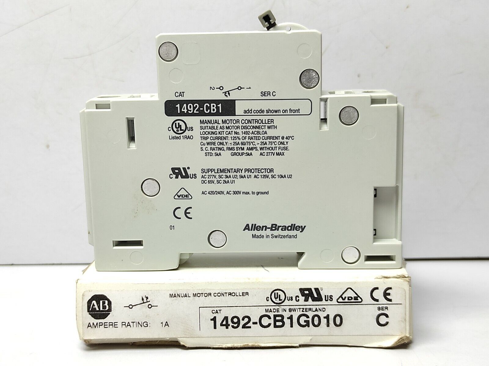 Allen Bradley 1492-CB1G010 Manual Motor Controller Ampere Rating 1A