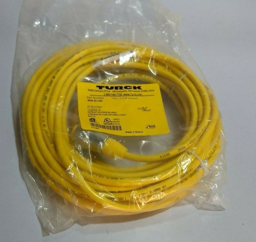 Turck RKM30-10M, U2032-0 Minifast Cordset 10 M Cable Connector, 3-Wire