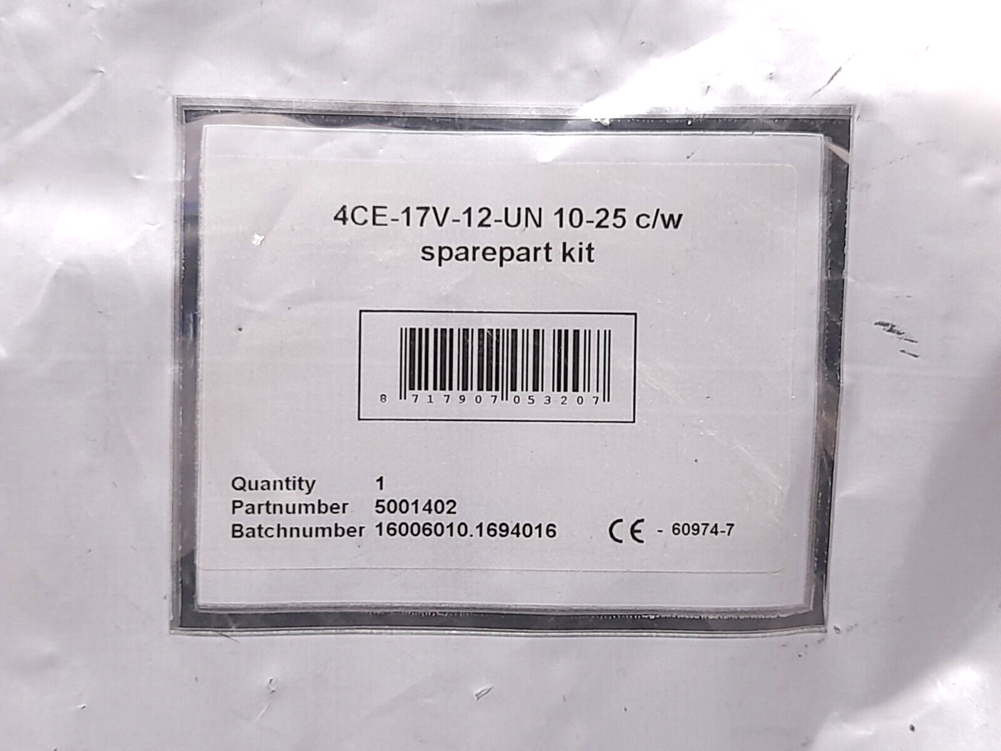 Unitor 4CE-17V-12-UN 10-25 c/w Spare Part Kit 5001402 Tig Torch T-150 Complete