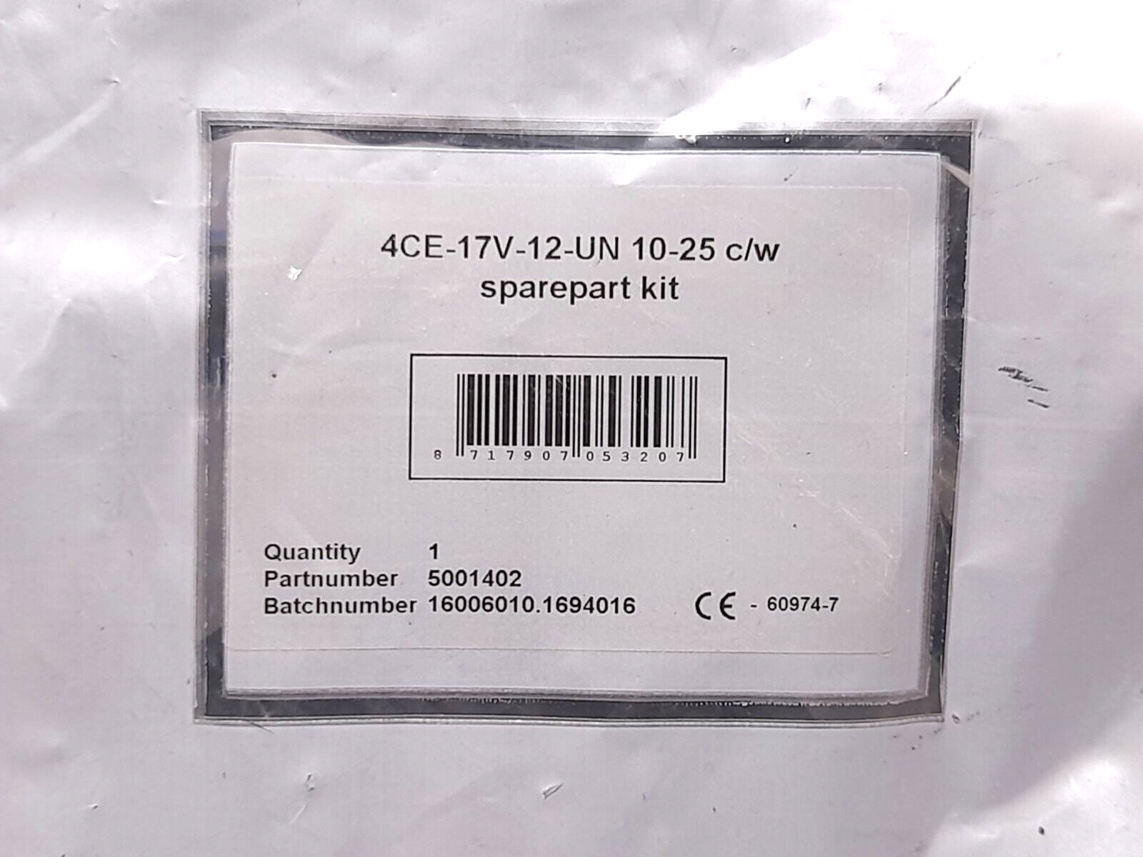 Unitor 4CE-17V-12-UN 10-25 c/w Spare Part Kit 5001402 Tig Torch T-150 Complete