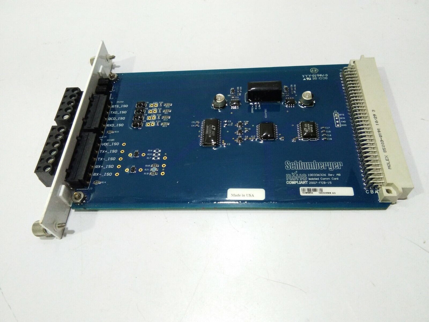 SCHLUMBERGER 100228568 AG PCB 100336326 REV AB ISOLATED COMM CARD UNICONN COMM 