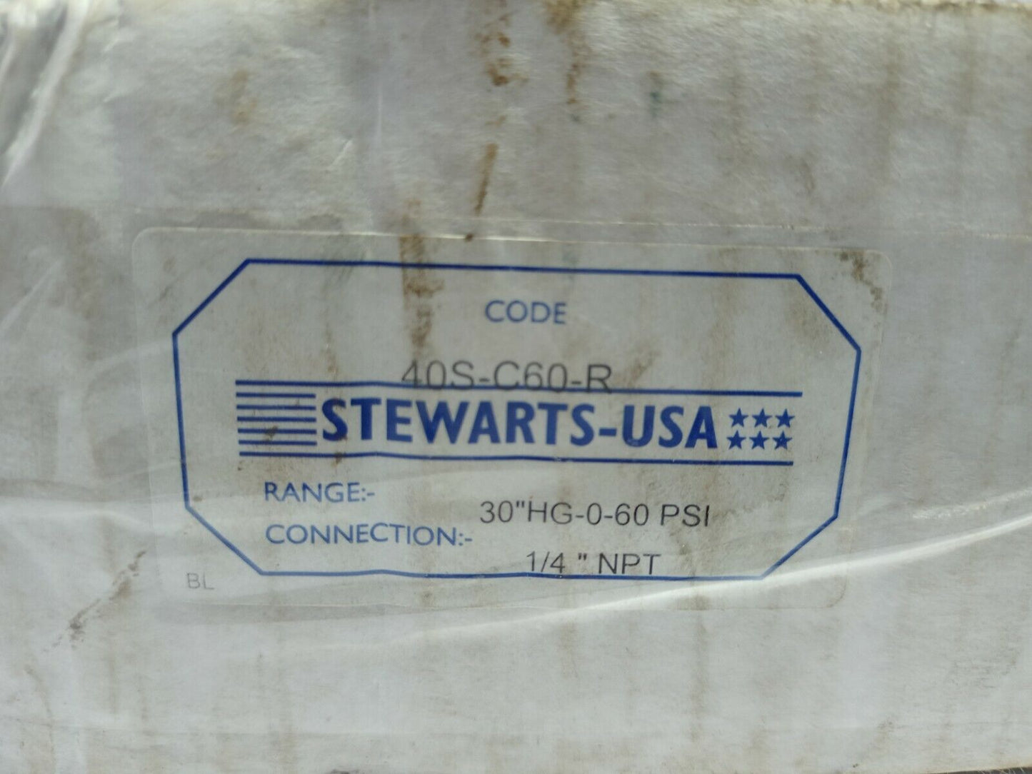 Stewarts USA 40S-C60-R Pressure Gauge 30”HG-0-60PSI Connection ¼” NPT 