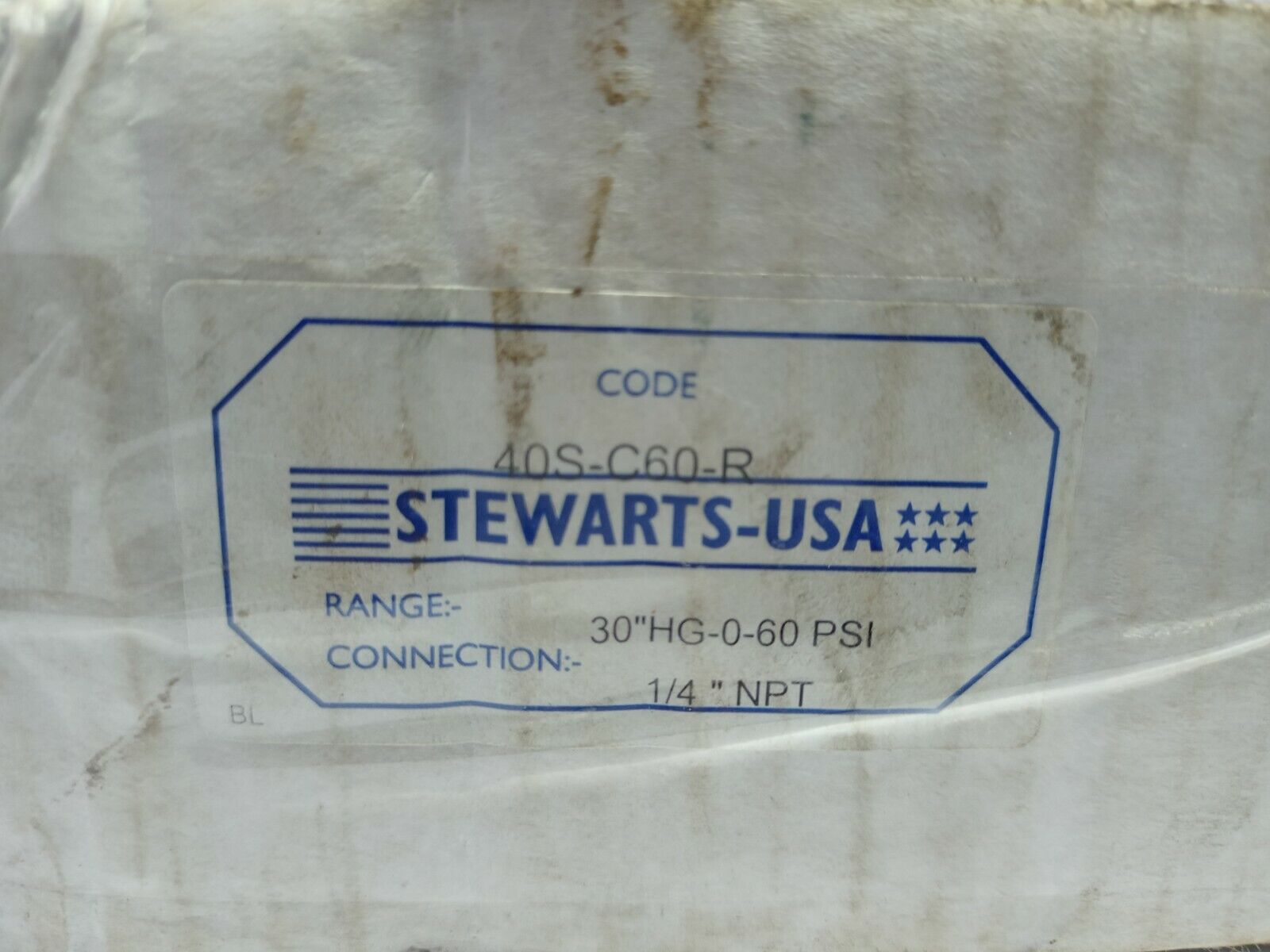 Stewarts USA 40S-C60-R Pressure Gauge 30”HG-0-60PSI Connection ¼” NPT 