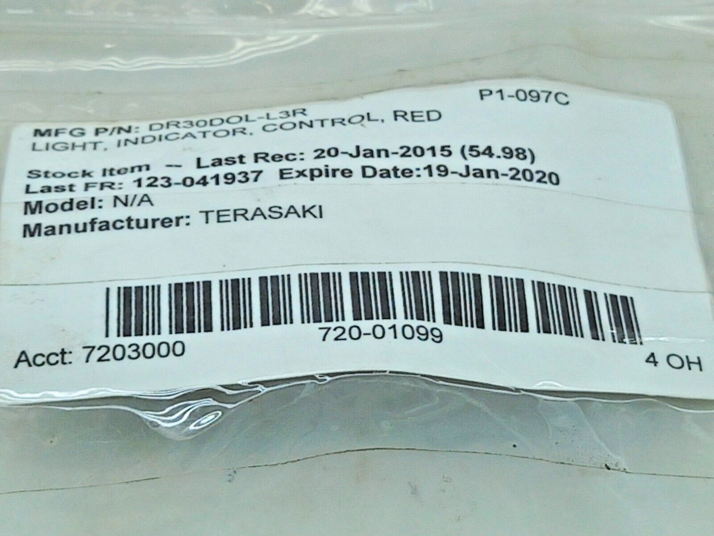 Terasaki AR9T511-H Red Control Indicator Light DR30DOL-L3R