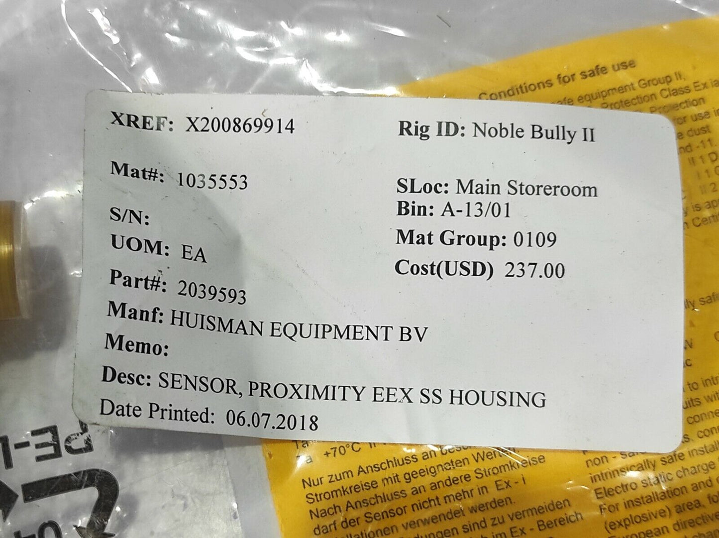 Turck Bi10-EM30WDTC-Y1X 4012071 Proximity Sensor 