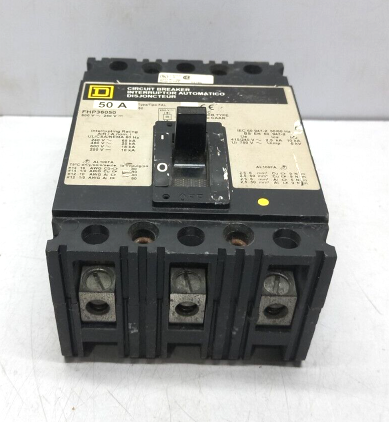 Square D FHP36050 Circuit Breaker 50A 600VAC 250VDC (1)