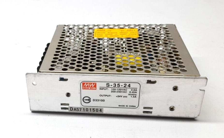 Mean Well S-35-24 Power Supply Input 100-120VAC 0.8A 200-240VAC 0.45A 50/60Hz Ou