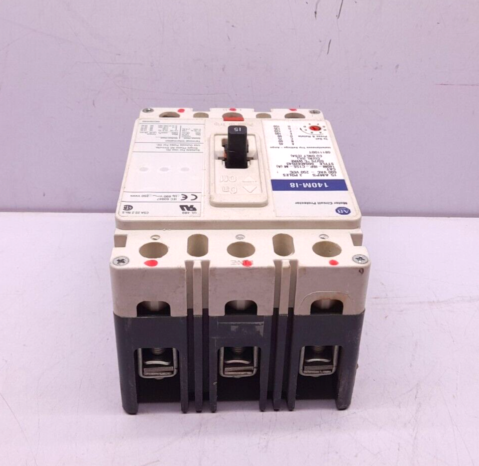 Allen Bradley 140M-I8P-C15S-M (A) Circuit Breaker 15A 3P 140M-I8