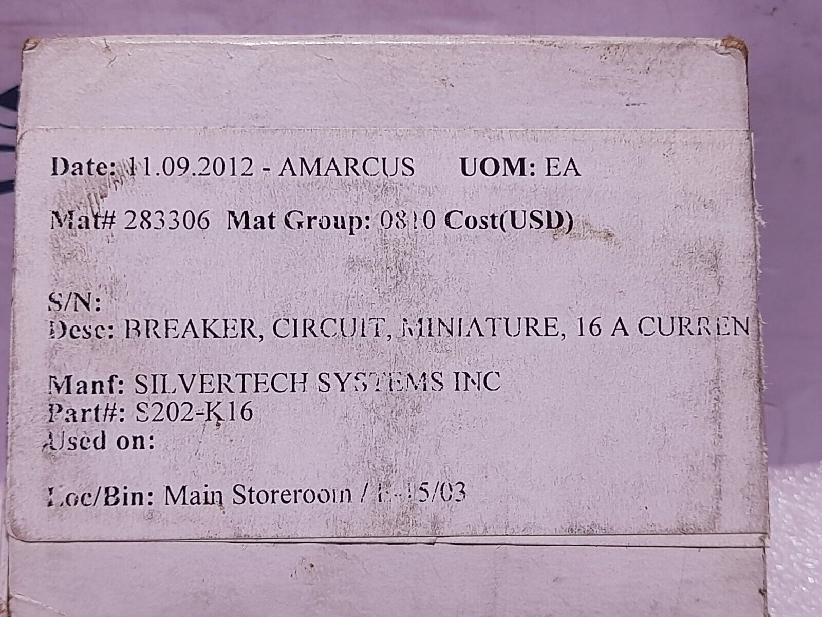 ABB S202-K16 Circuit Breaker Muniature 16A