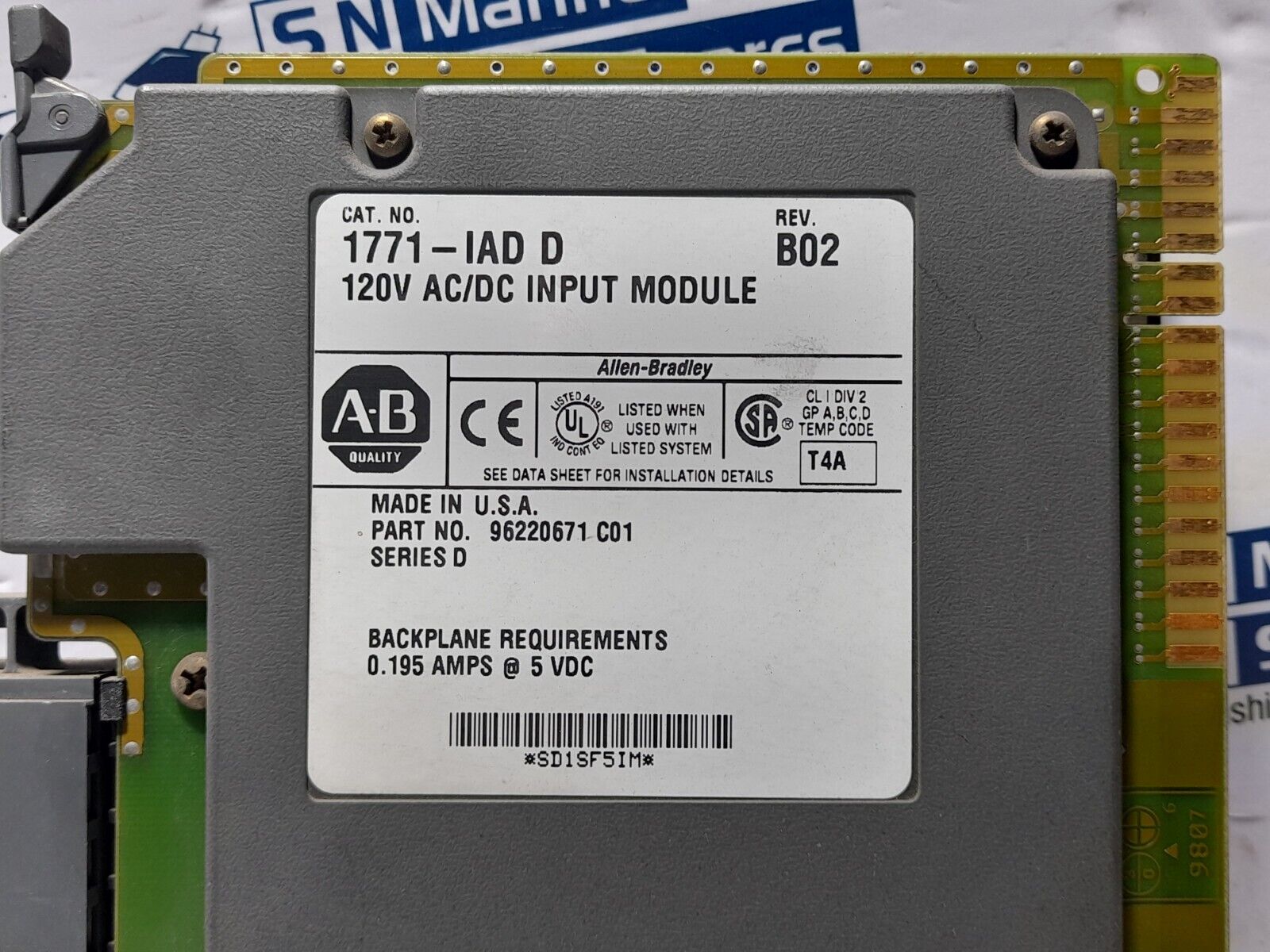Allen Bradley 1771-IAD D Rev B02 120V AC/DC Input Module 96220671 C01