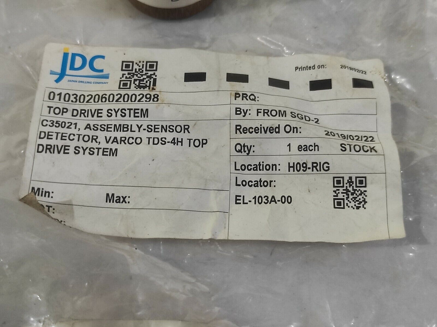 Varco C35021 Sensor Detector Assembly TDS-4H Top Drive System