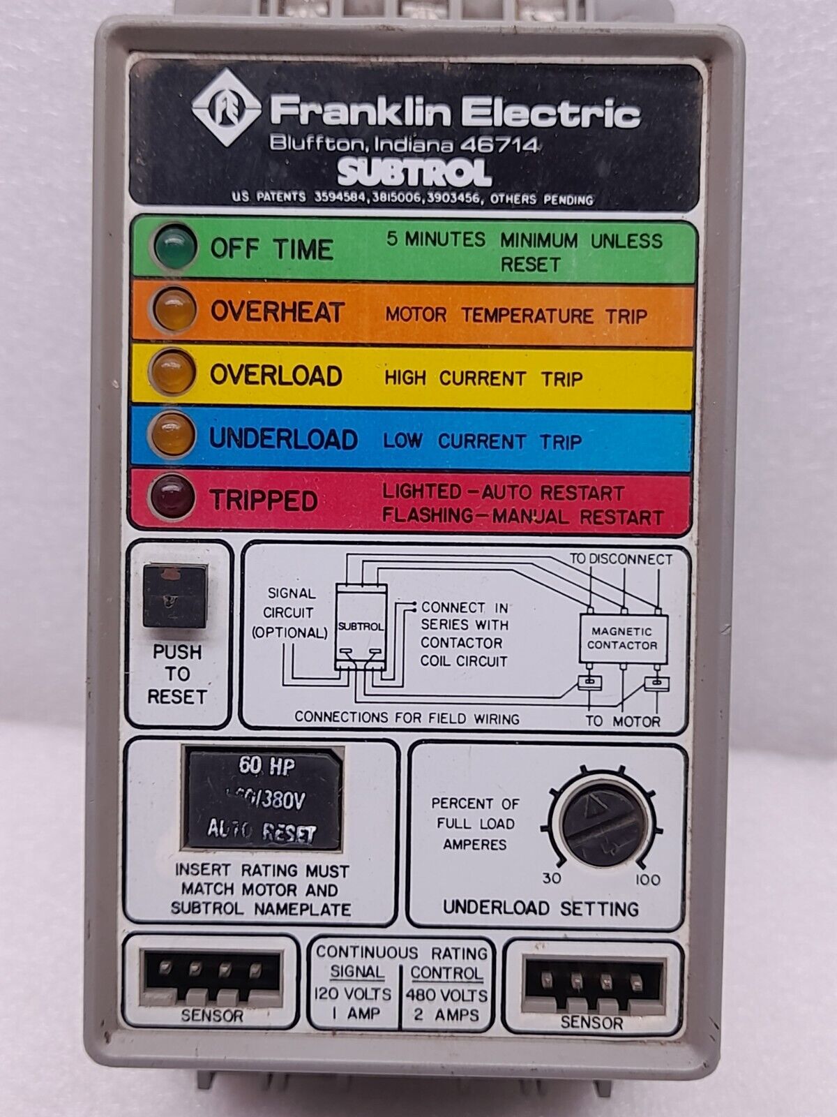 Franklin Electric 152100 901 Subtrol Motor Controller 380-480V 50-60Hz 3Ph 15210