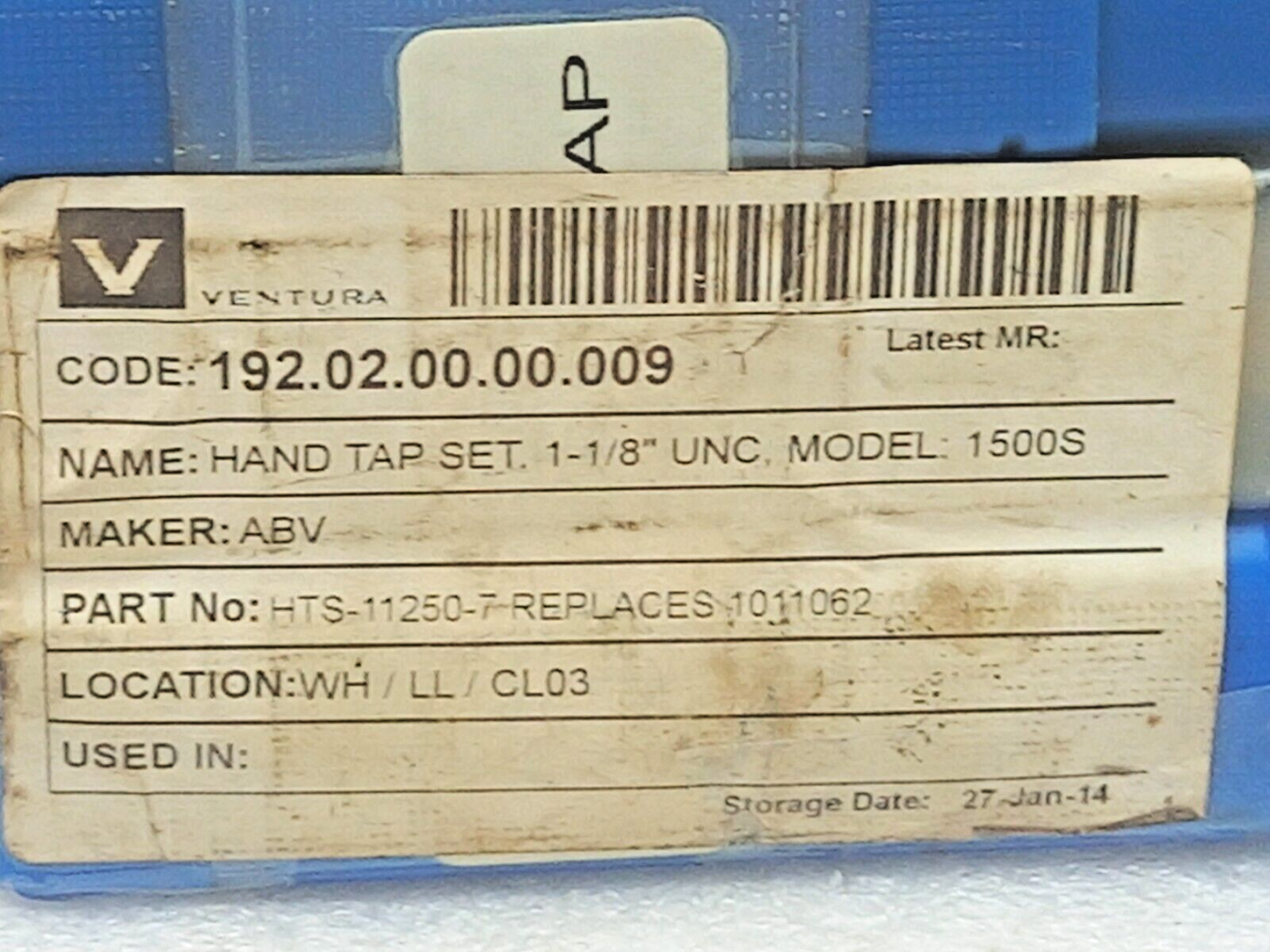 UNC 1500S Hand Tap Set 1-1/8” HSS H4 ABV HTS-11250-7 3PCs In Lot