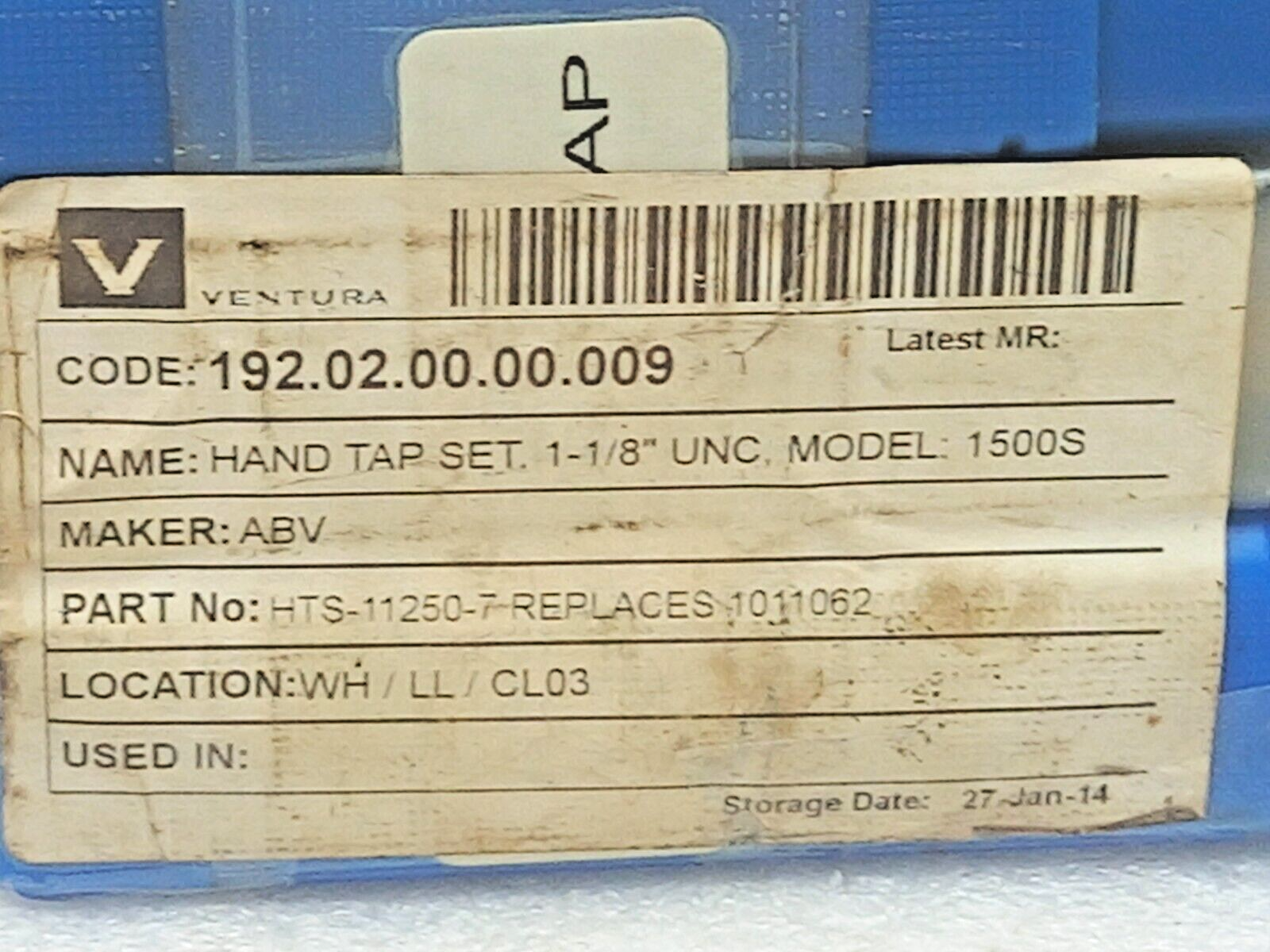 UNC 1500S Hand Tap Set 1-1/8” HSS H4 ABV HTS-11250-7 3PCs In Lot