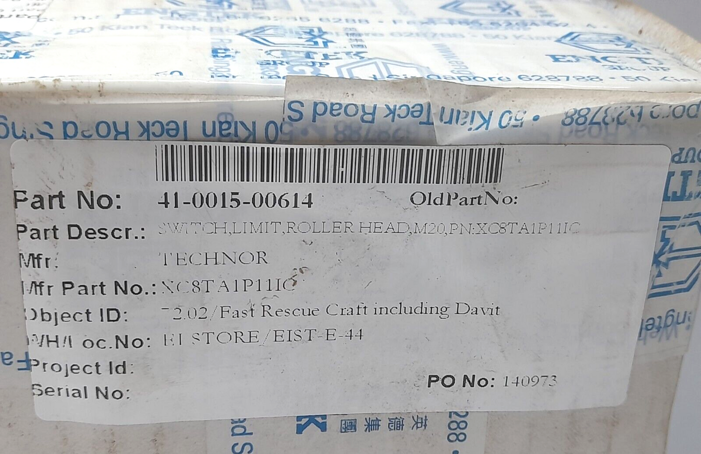 Technor XC8TA1P11IC Limit Switch/ Ex-Tech XC8../ 500V max – 10A max / 03ATEX0123