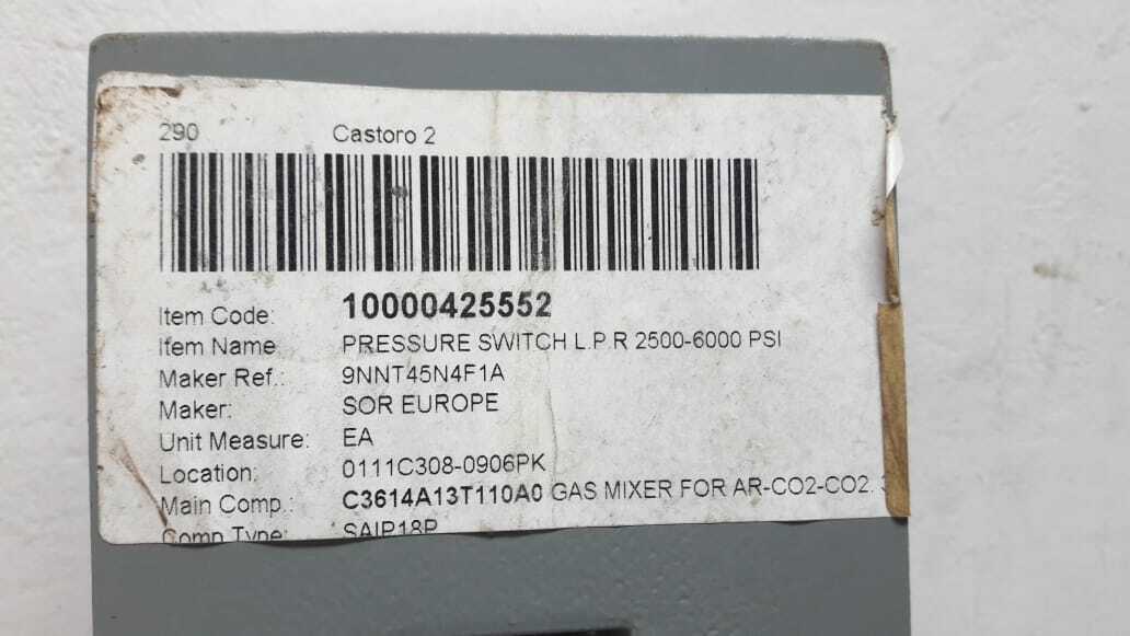 SOR 9NN-T45-N4-F1A Pressure Switch Adjustable Range 200-1750 PSI 9NNT45N4F1A 